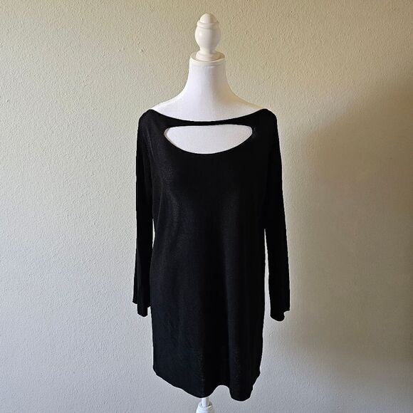 Pier Antonio Gaspari Black Semi Sheer Tunic Top Size 40 - Picture 1 of 6